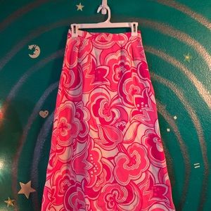 60’s/70’s Neon Pink Psychedelic Maxi Skirt XS